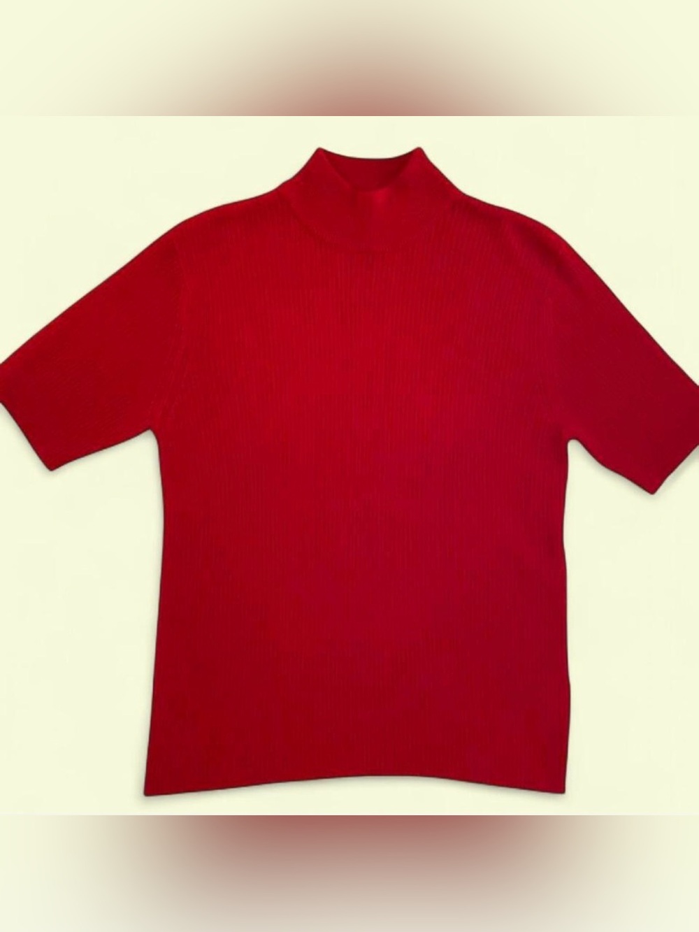 Vintage Y2K Joan Leslie Bold Red Ribbed Knit Mock Neck Statement Sweater Top M